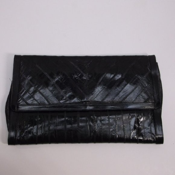 VTG Leather of the sea large black clutch - Picture 8 of 9